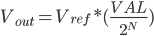V_{out} = V_{ref} * (\frac{VAL}{2^N})